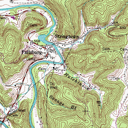Topographic Map of Hutchinson Branch, KY