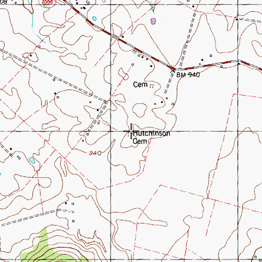Topographic Map of Hutchinson Cemetery Number Two, KY