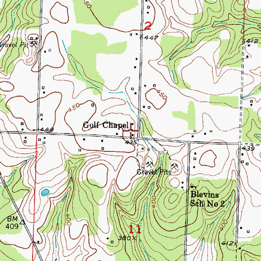 Topographic Map of Golf Chapel, AR