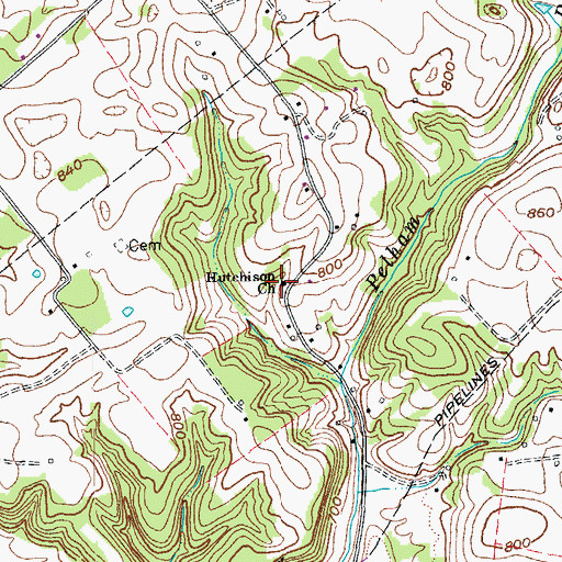 Topographic Map of Hutchison Church, KY