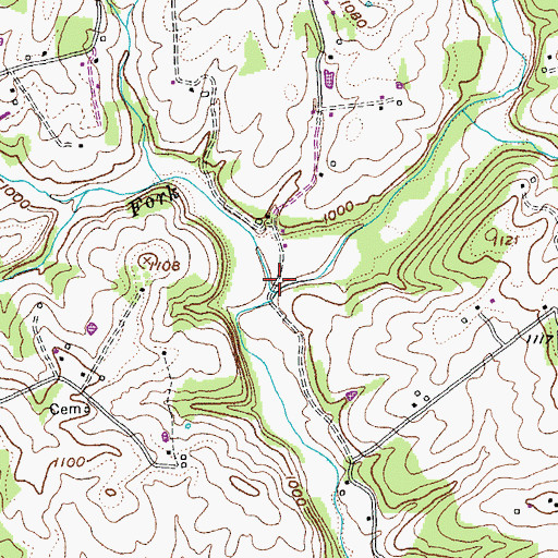 Topographic Map of Hyatts Fork, KY