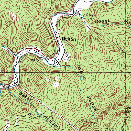 Topographic Map of Hylton Hollow, KY