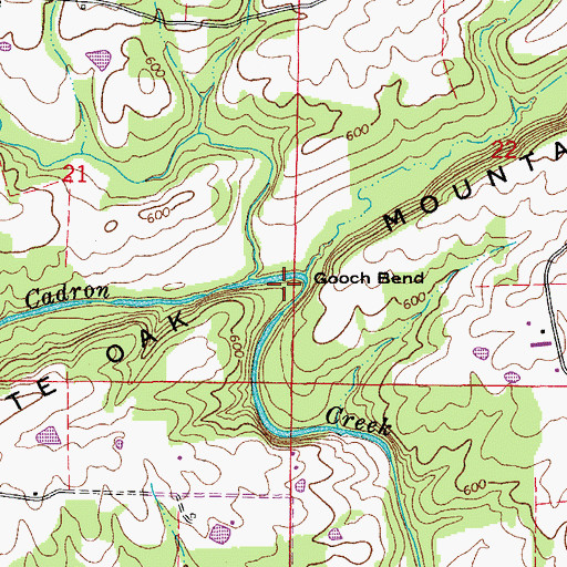 Topographic Map of Gooch Bend, AR