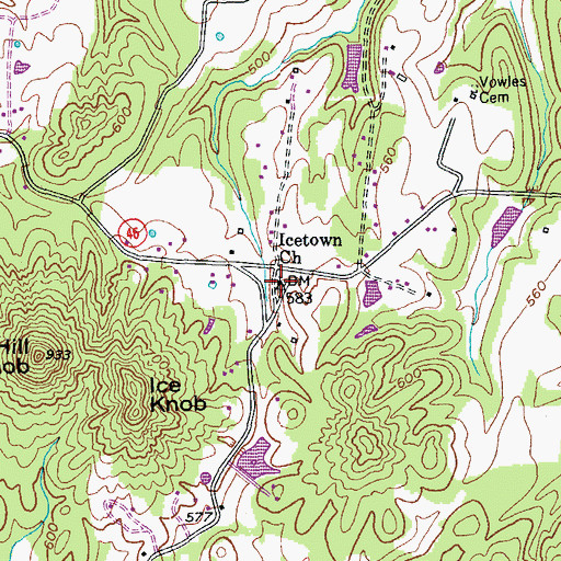 Topographic Map of Icetown Church, KY