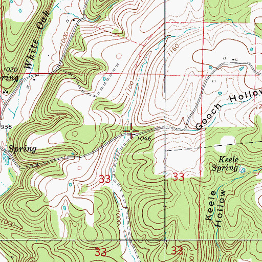 Topographic Map of Gooch Hollow, AR