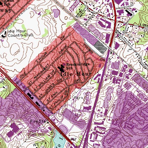 Topographic Map of Idle Hour, KY