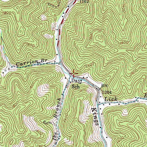 Topographic Map of Ike Branch, KY