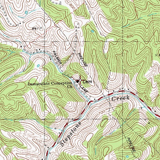Topographic Map of Immaculate Conception Church, KY