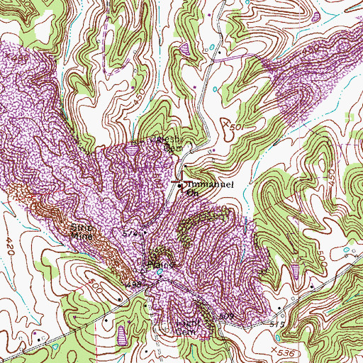 Topographic Map of Immanuel Church, KY