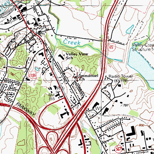Topographic Map of Immanuel Church, KY