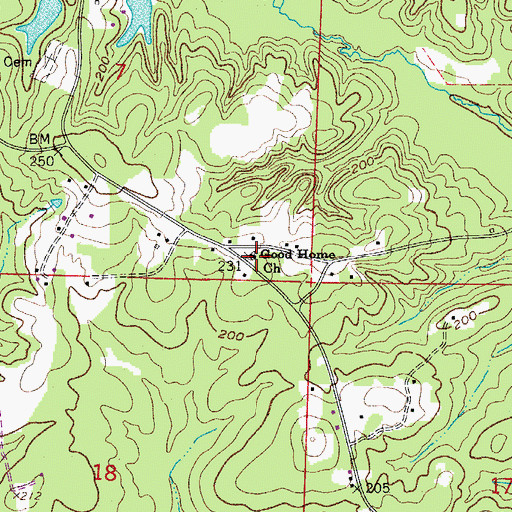 Topographic Map of Good Home Church, AR