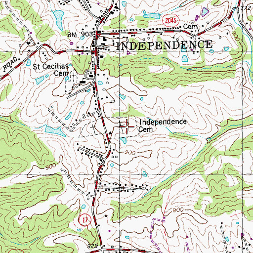 Topographic Map of Independence Cemetery, KY
