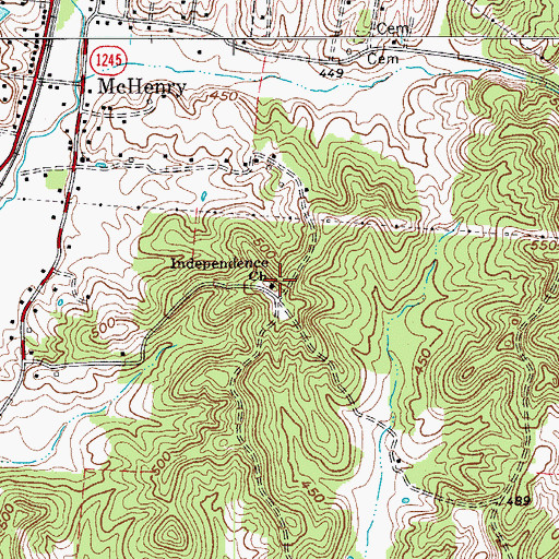 Topographic Map of Independence Church, KY