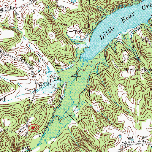 Topographic Map of Indian Camp Branch, KY