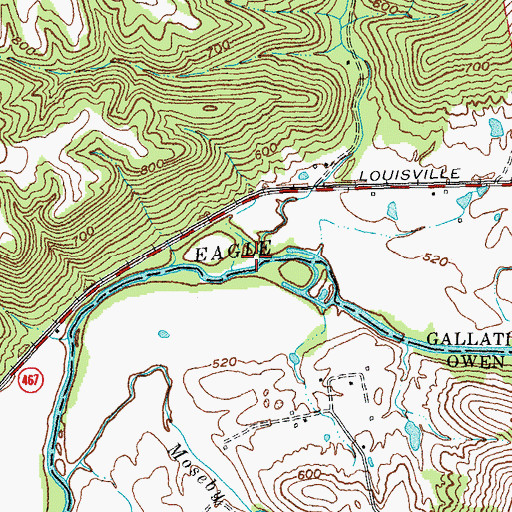 Topographic Map of Indian Camp Creek, KY