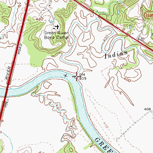 Topographic Map of Indian Camp Creek, KY