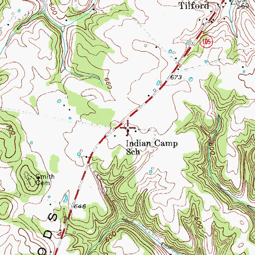 Topographic Map of Indian Camp School, KY