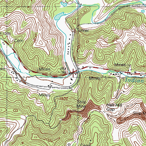 Topographic Map of Indian Creek, KY