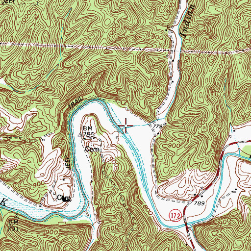 Topographic Map of Indian Creek, KY