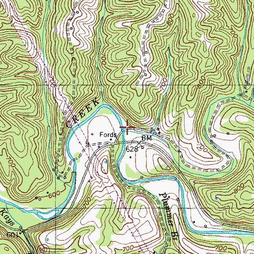 Topographic Map of Indian Creek, KY