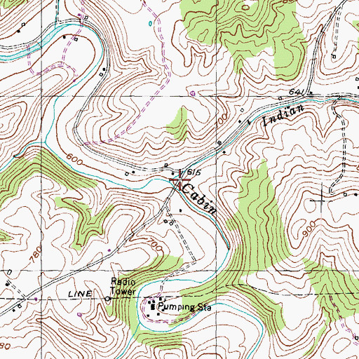 Topographic Map of Indian Creek, KY