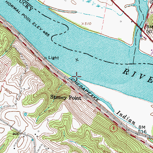 Topographic Map of Indian Creek, KY