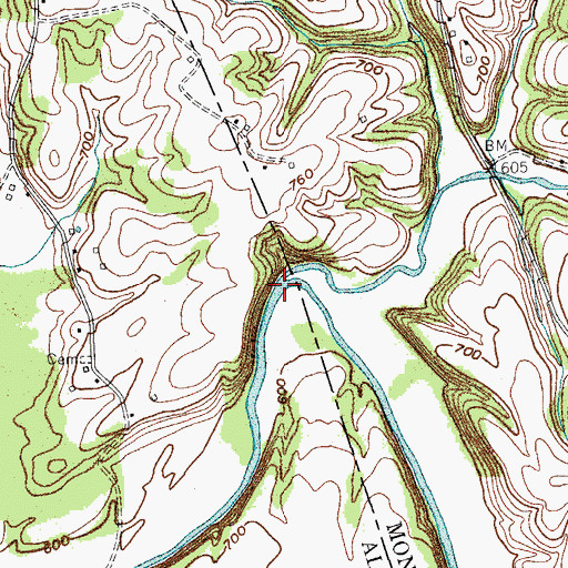 Topographic Map of Indian Creek, KY