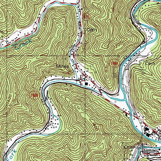 Topographic Map of Indian Creek, KY