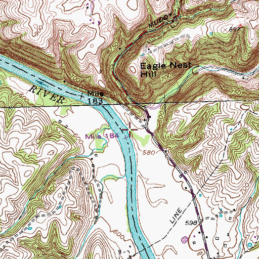 Topographic Map of Indian Creek, KY