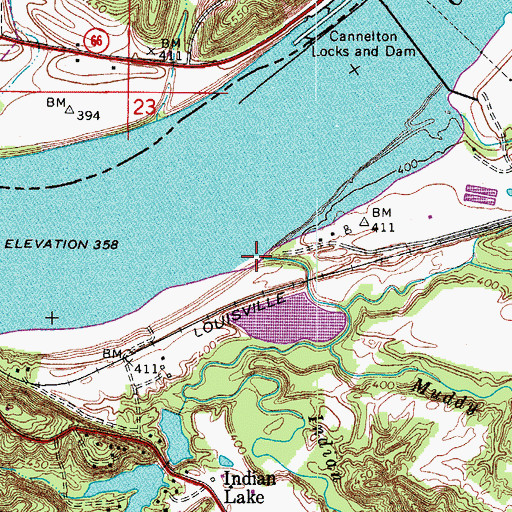 Topographic Map of Indian Creek, KY