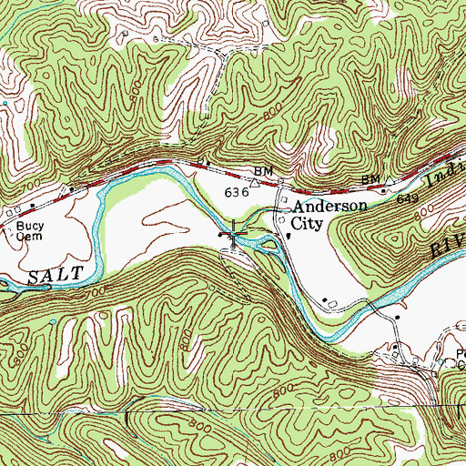 Topographic Map of Indian Creek, KY