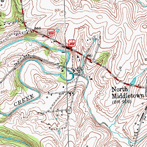 Topographic Map of Indian Creek, KY