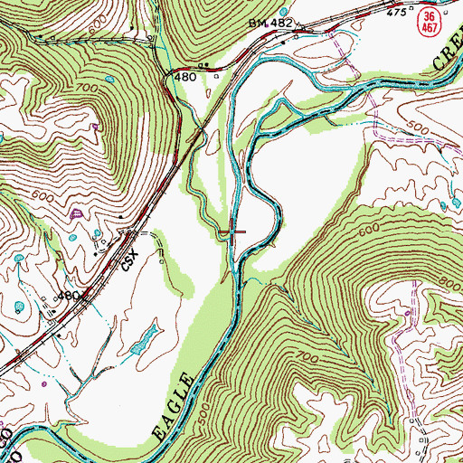 Topographic Map of Indian Creek, KY