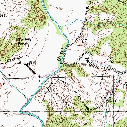 Topographic Map of Indian Creek, KY
