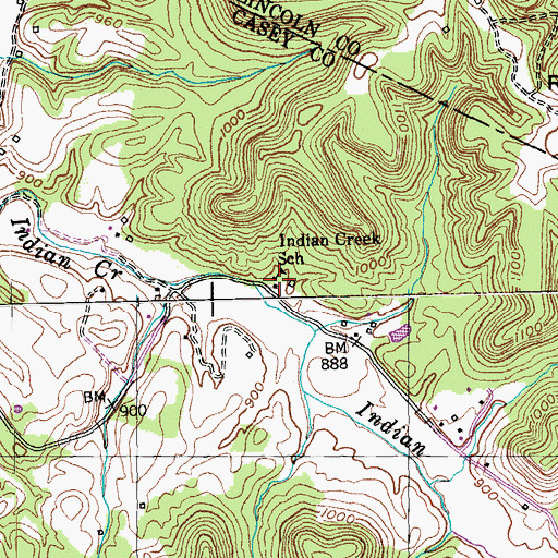 Topographic Map of Indian Creek School, KY