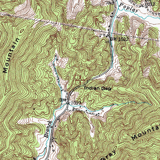 Topographic Map of Indian Gap, KY