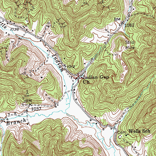 Topographic Map of Indian Gap Church, KY