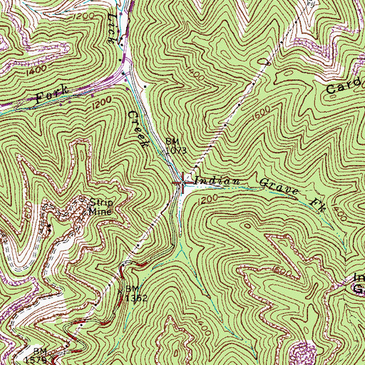 Topographic Map of Indian Grave Fork, KY