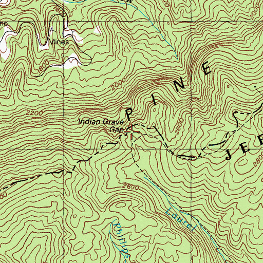 Topographic Map of Indian Grave Gap, KY