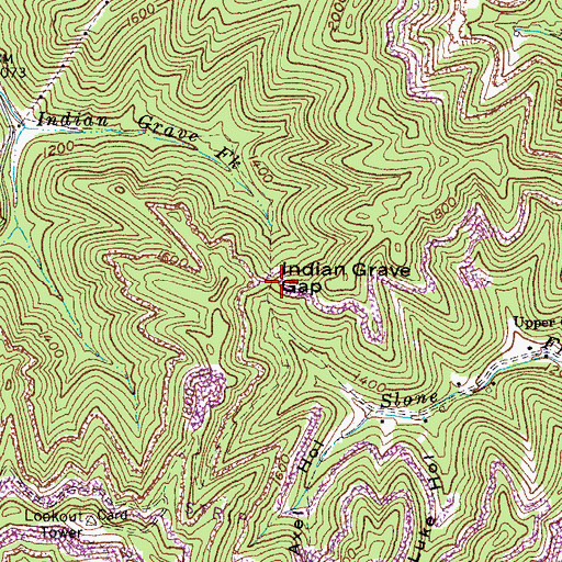 Topographic Map of Indian Grave Gap, KY