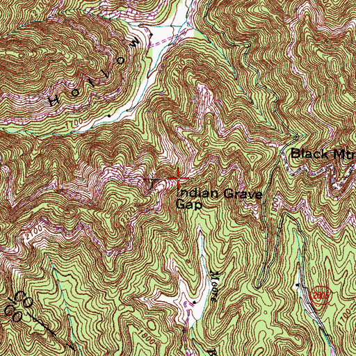 Topographic Map of Indian Grave Gap, KY
