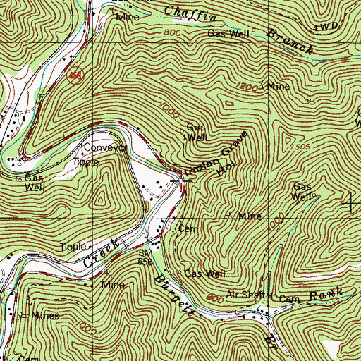 Topographic Map of Indian Grave Hollow, KY