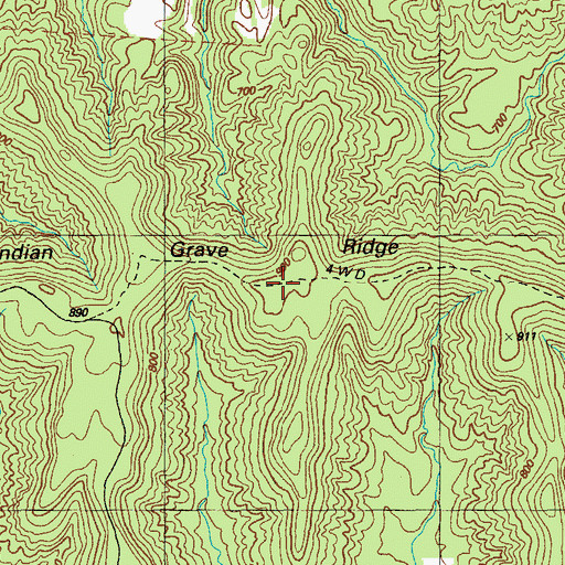Topographic Map of Indian Grave Ridge, KY