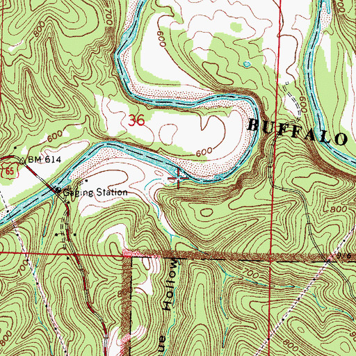 Topographic Map of Goodhue Hollow, AR