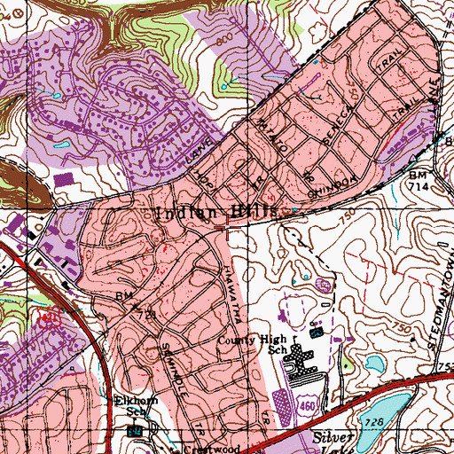 Topographic Map of Indian Hills, KY