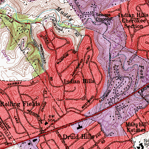Topographic Map of Indian Hills, KY