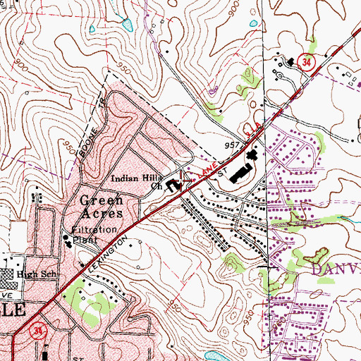 Topographic Map of Indian Hills Church, KY