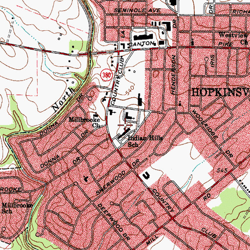 Topographic Map of Indian Hills School, KY