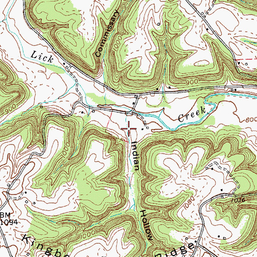 Topographic Map of Indian Hollow, KY