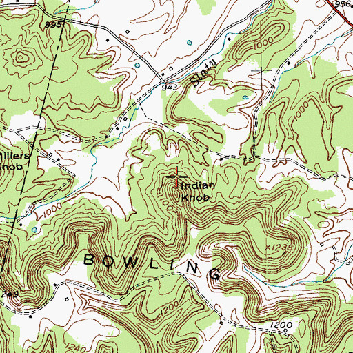 Topographic Map of Indian Knob, KY